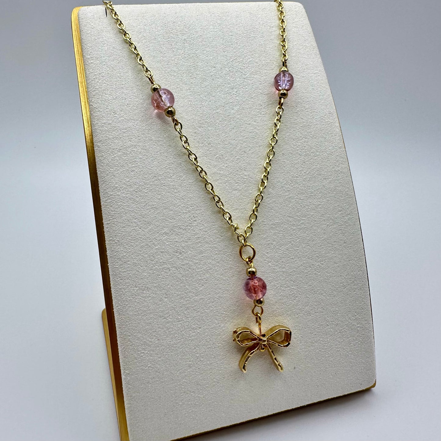 π Golden Bow & Blush Necklace