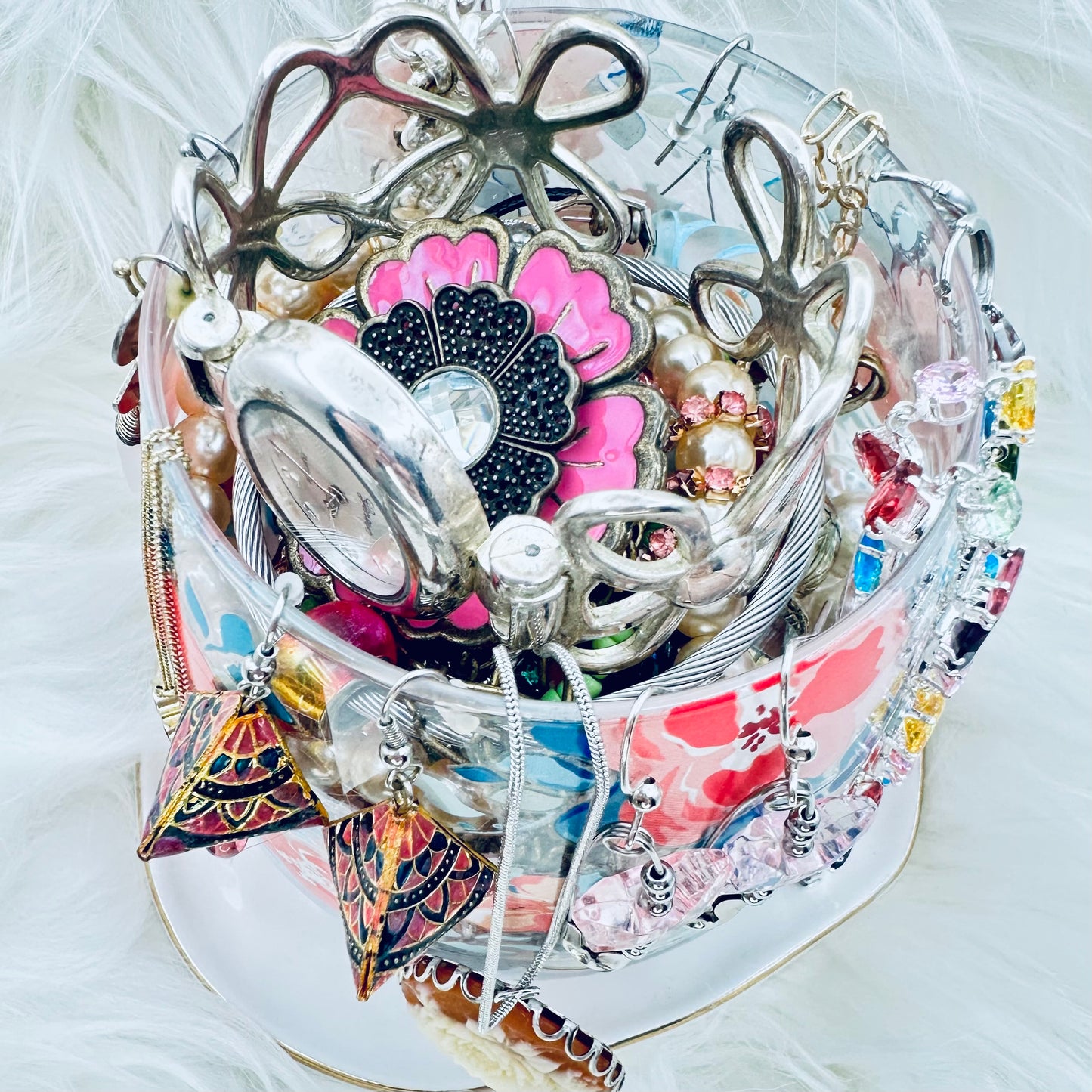 Dewdrop Meadow Mystery Jewelry Jar β Spring Floral Fairycore Theme