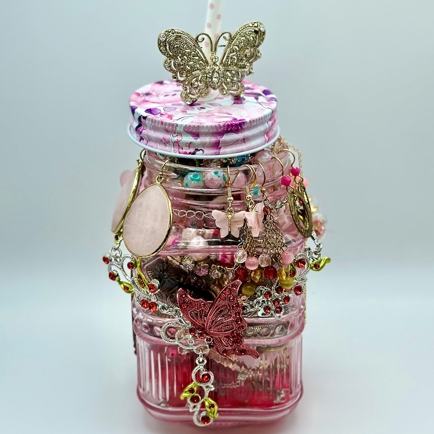๐ธ The Court of the Fae Collection: Rose Quartz Fairy Garden Mystery Jewelry Jar (aka The Ashley Jar)